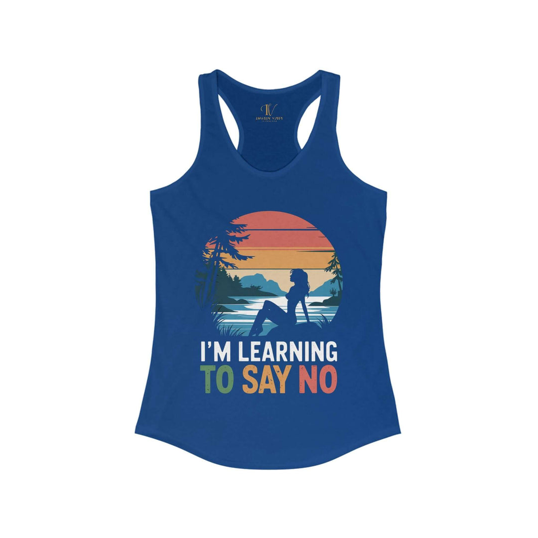 Racerback Tank Top Retro 'I'm Learning to Say No' Tank Top Printify XS Solid Royal