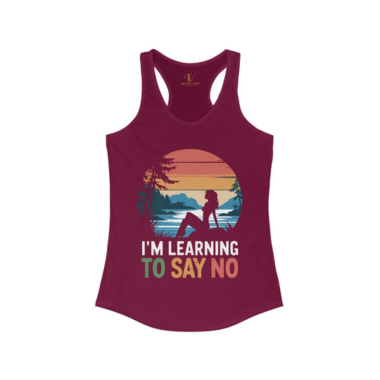 Racerback Tank Top Retro 'I'm Learning to Say No' Tank Top Printify XS Solid Cardinal Red