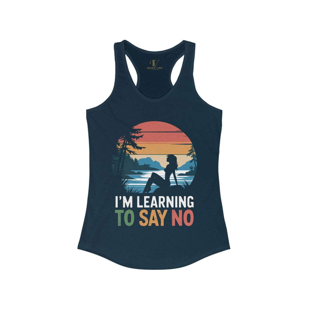 Racerback Tank Top Retro 'I'm Learning to Say No' Tank Top Printify XS Solid Midnight Navy