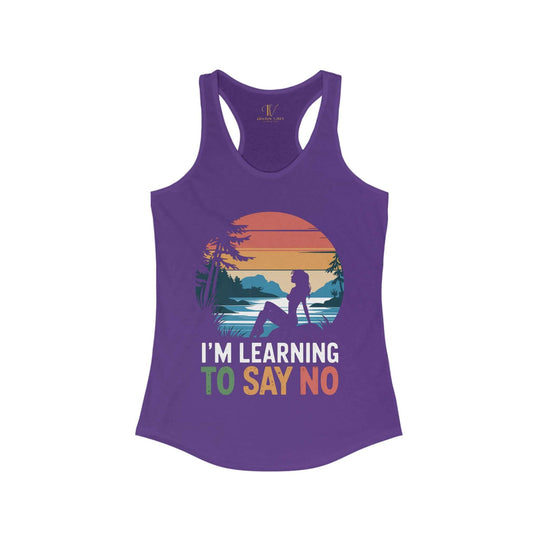 Racerback Tank Top Retro 'I'm Learning to Say No' Tank Top Printify XS Solid Purple Rush