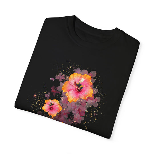 Hibiscus Flower And Bees T-shirt T-Shirt Printify