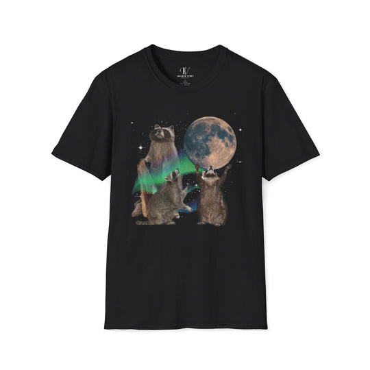 Raccoon Moonlight T-Shirt T-Shirt Printify Black XS