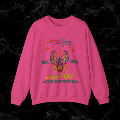 Mardi Gras Sweatshirt Women - NOLA Luxury Bachelorette Sweater, Unique Fat Tuesday Shirt, Louisiana Girls Trip Sweater, Mardi Gras Social Club Style Sweatshirt S Heliconia 