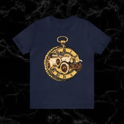 Ride in Style: Vintage Car Enthusiast T-Shirt with Classic Wheels and Timeless Appeal T-Shirt Navy S 