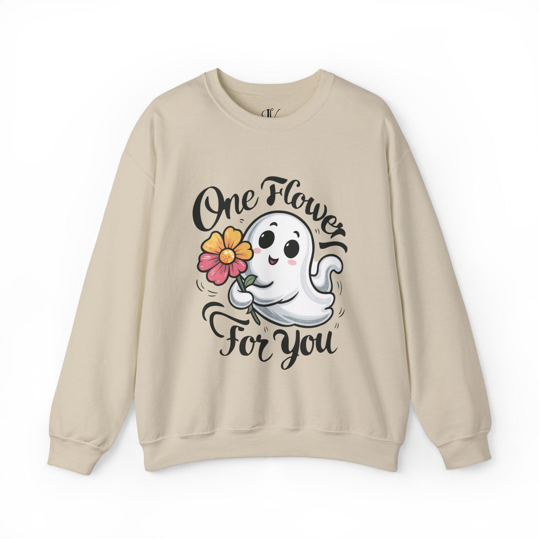 Cute Ghost "One Flower for You" Sweatshirt - Spooky Cozy