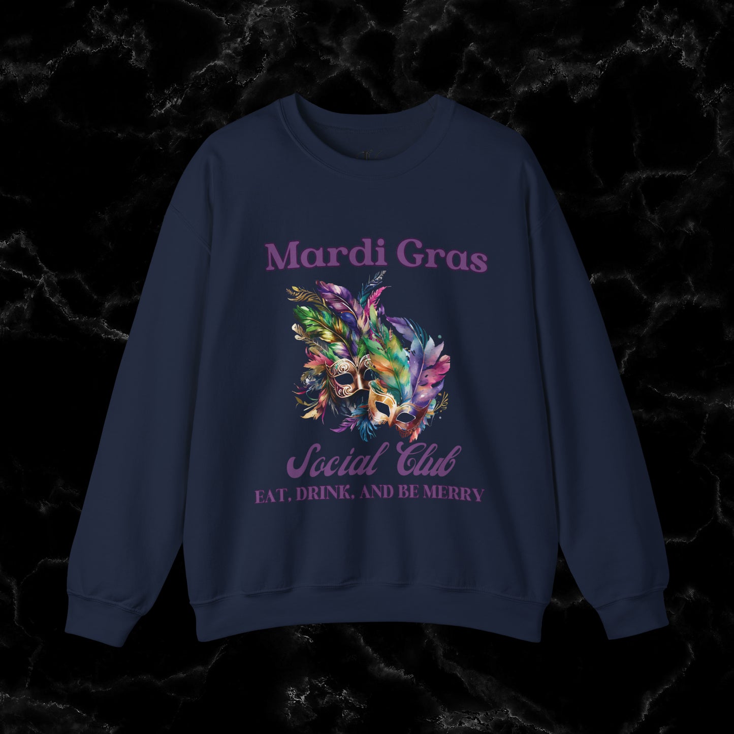 Mardi Gras Sweatshirt Women - NOLA Luxury Bachelorette Sweater, Unique Fat Tuesday Shirt, Louisiana Girls Trip Sweater, Mardi Gras Social Club Chic Sweatshirt S Navy 