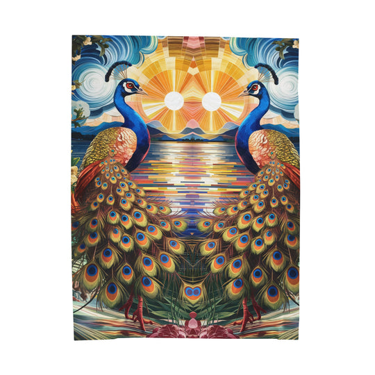 Velveteen Plush Blanket - Peacock Tapestry All Over Prints Printify