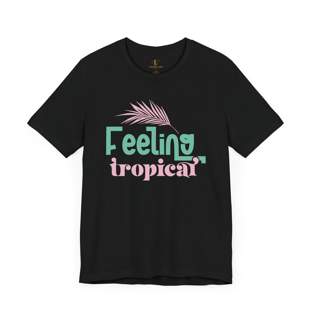 Palm Leaf Retro Tee T-Shirt Printify Black XS