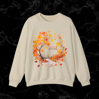 Hello Autumn Sweatshirt | Fall Design | Fall Seasonal Sweatshirt | Autumn Design For Fall Lover Sweatshirt S Sand 