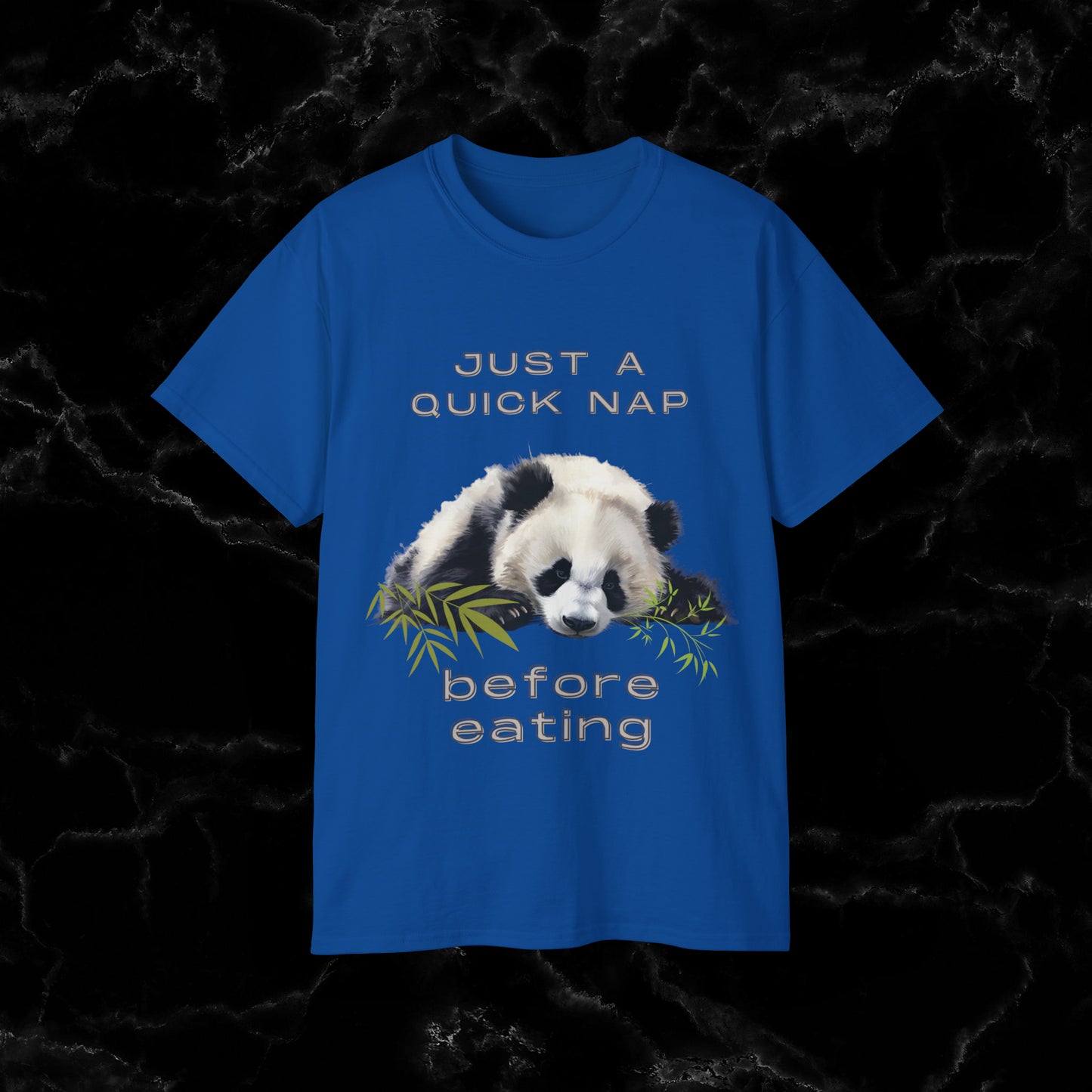 Nap Time Panda Unisex Funny Tee - Hilarious Panda Nap Design - Just a Quick Nap Before Eating T-Shirt Royal L 