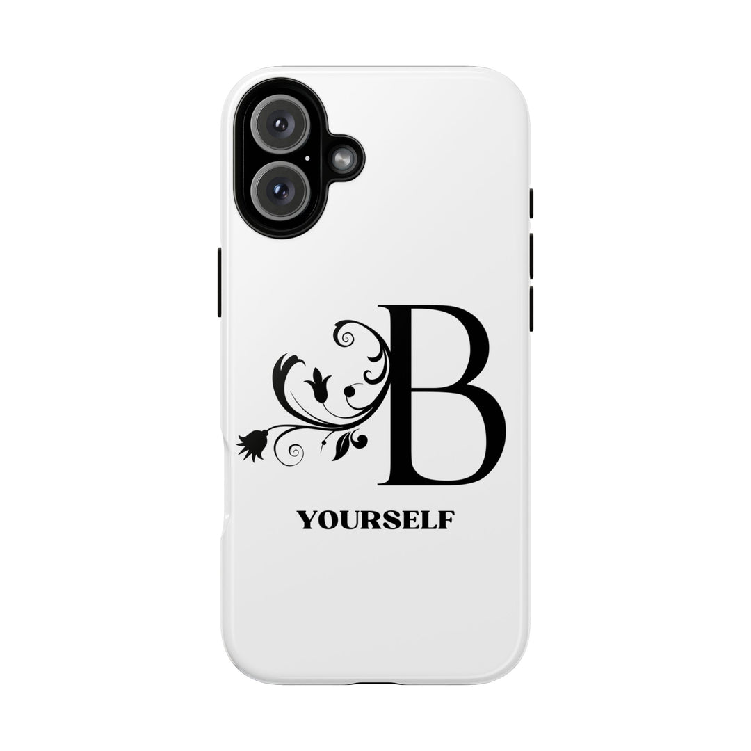 Floral Initial Tough Case - Be Yourself Phone Cover Phone Case Printify iPhone 16 Plus Glossy