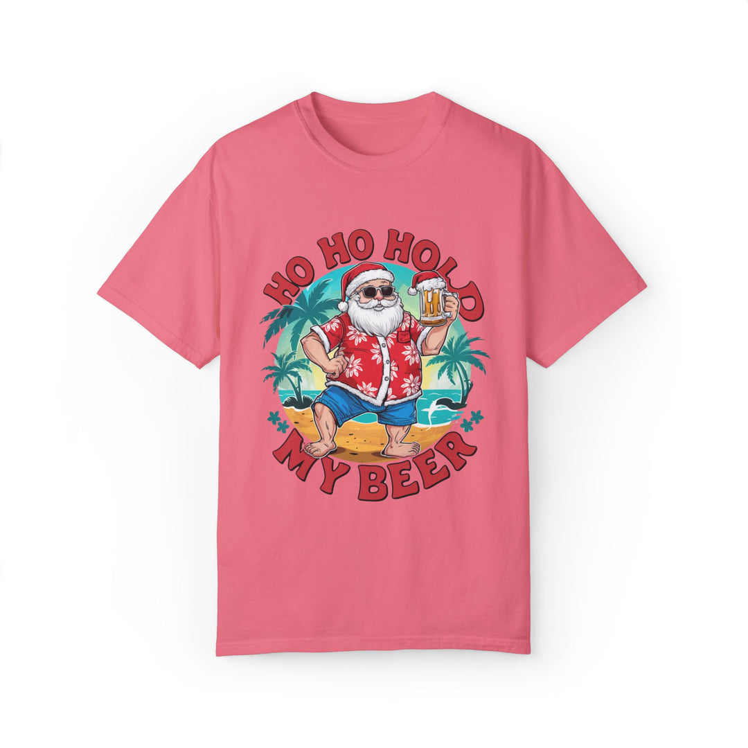 Santa Ho Ho Ho Hold My Beer T-shirt T-Shirt Printify Peony S