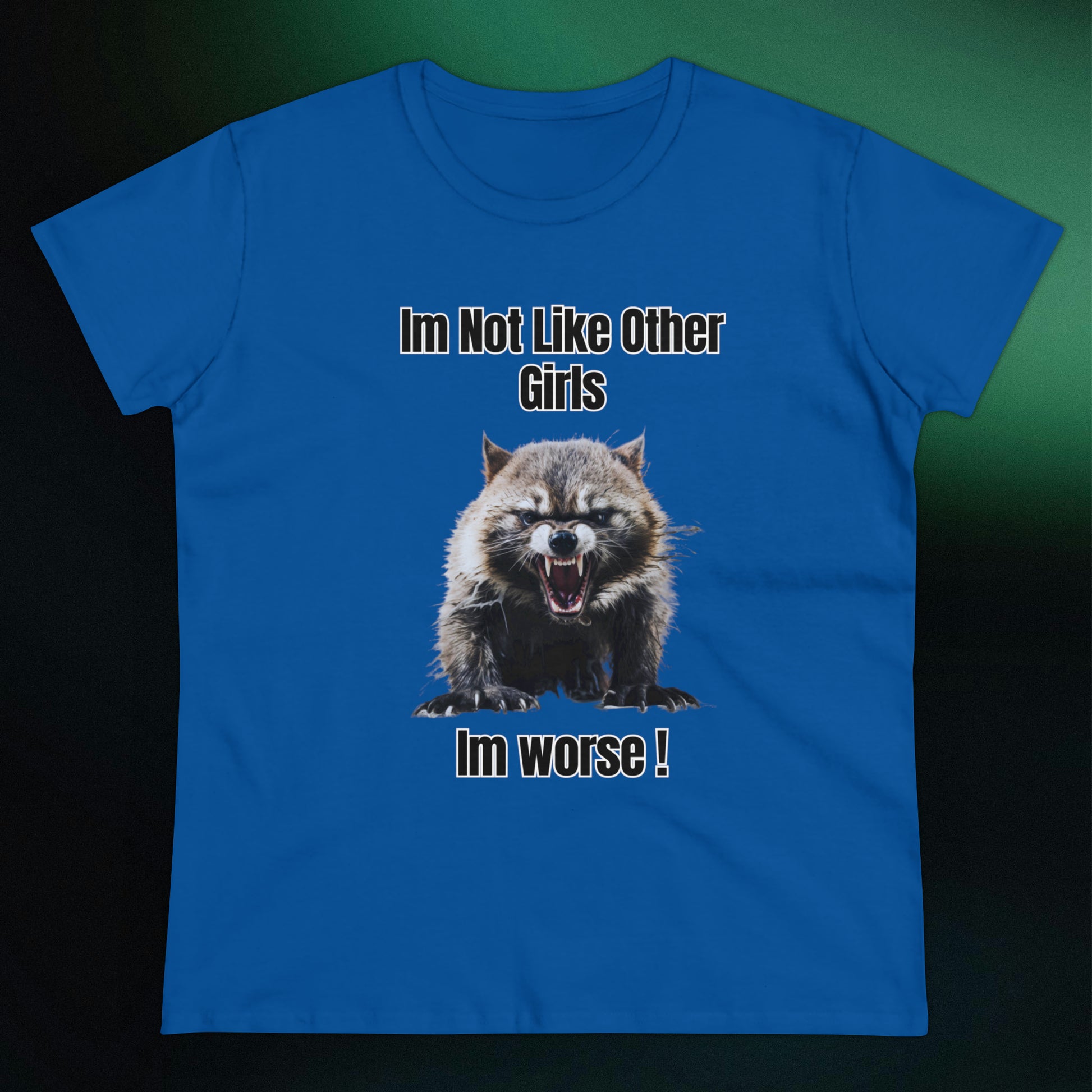Funny Angry Raccoon T-Shirt | Im Not Like Other Girls T-Shirt Royal S 