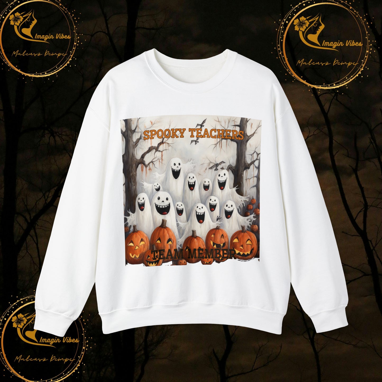 Spooky Teachers Sweatshirt | Feral Halloween | Halloween Fun | Halloween Spooky Sweatshirt Sweatshirt S White 