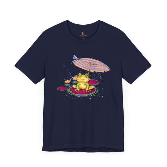 Frog on Lily Pad Unisex Tee T-Shirt Printify Navy XS