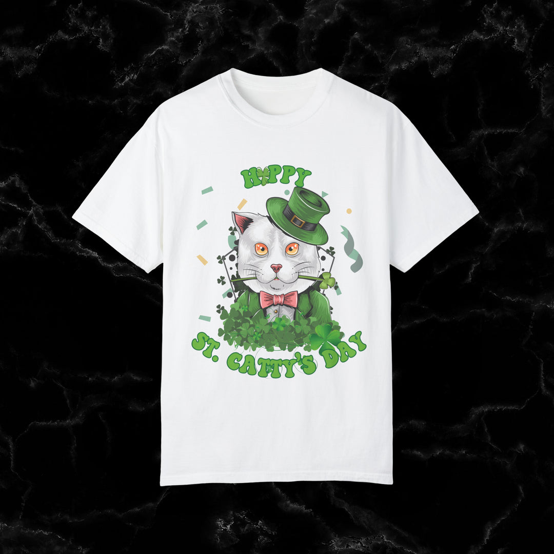 Meow-gic! Happy St. Catty's Day T-Shirt by ImaginVibes T-Shirt White S 