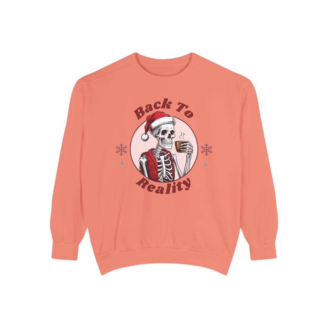 Skeleton Coffee Break Sweatshirt - Back To Reality Sweatshirt Printify Terracotta S