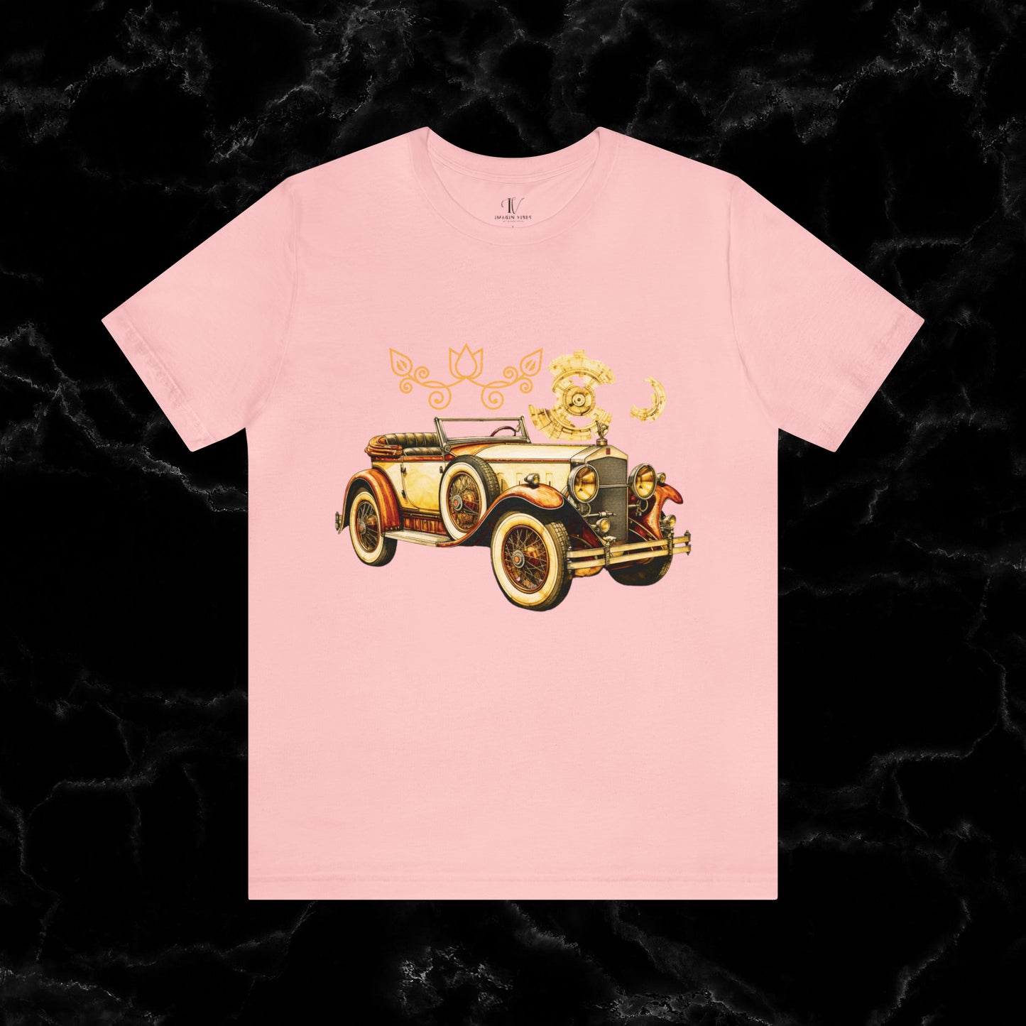 Vintage Car Enthusiast T-Shirt - Classic Wheels and Timeless Appeal for Automotive Enthusiast T-Shirt Pink S 