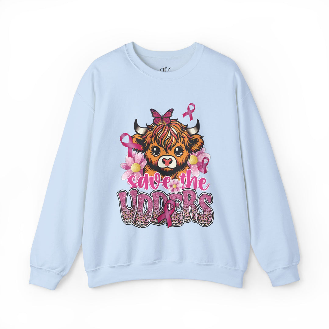 Breast Cancer Highland Cow Save the Udders Sweatshirt