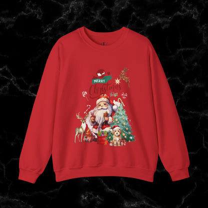 Merry Christmas Sweatshirt | Christmas Shirt - Matching Christmas Shirt - Santa Claus Merry Christmas Sweatshirt - Holiday Gift - Christmas Gift Sweatshirt S Red 