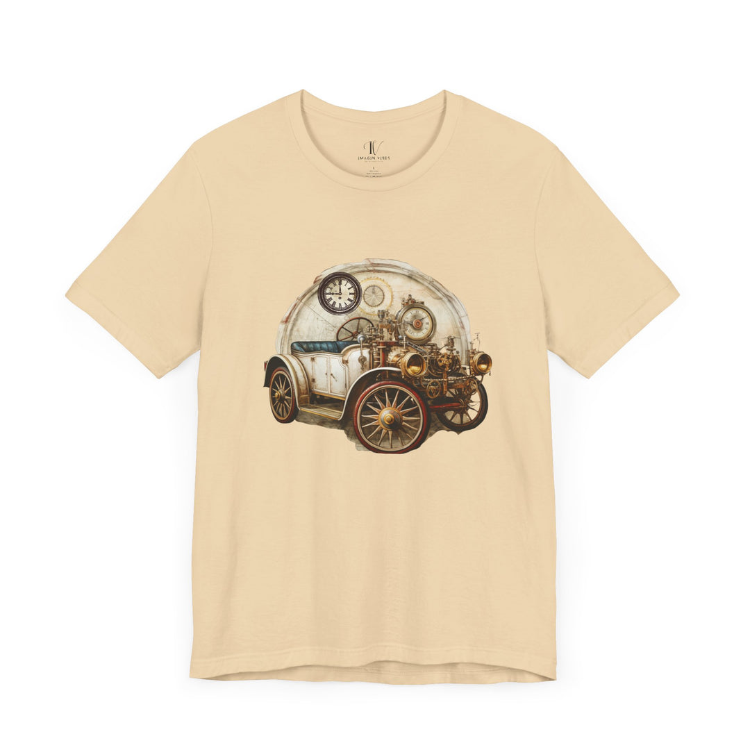 Steampunk Vintage Car T-Shirt T-Shirt Printify Soft Cream S