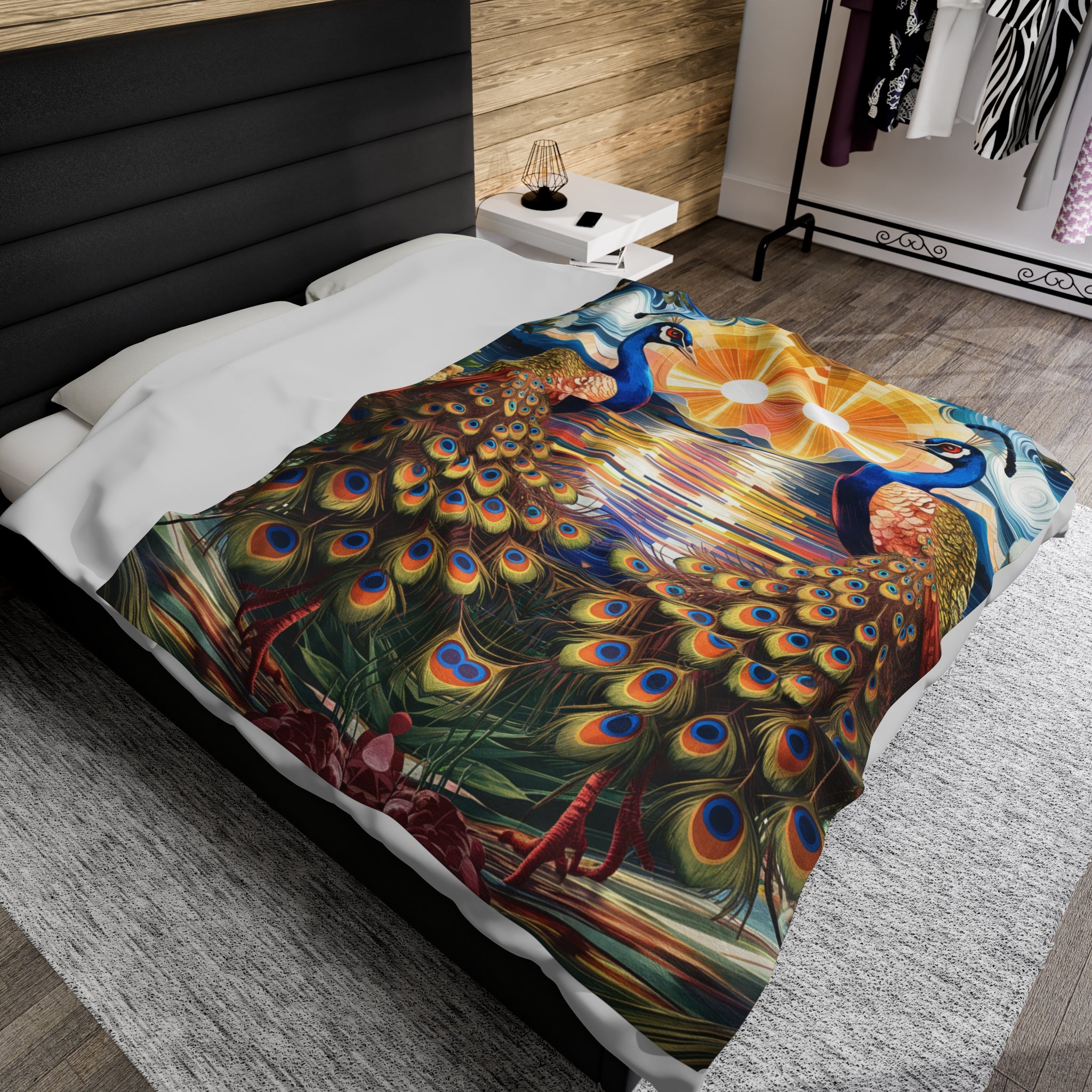 Velveteen Plush Blanket - Peacock Tapestry All Over Prints Printify 60" × 80"