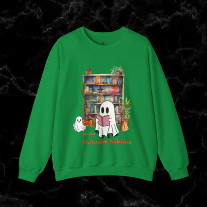 Witchy Gifts for Book Lover Cottagecore Pumpkin Witch Sweatshirt - Bookworm Back To School Reading Fall Sweater, Perfect Present for Bookworm Aunt's Birthday Sweatshirt S Irish Green 