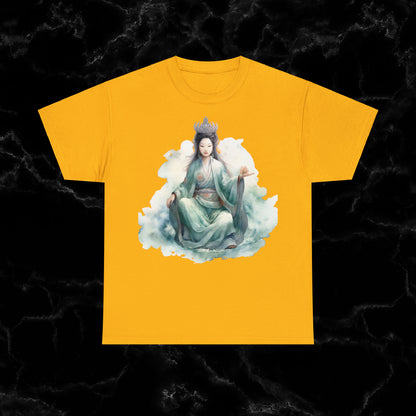 Quan Yin Spiritual Tee - Goddess of Compassion, Unisex Garment-Dyed T-shirt, Goddess of Mercy T-Shirt Gold S 