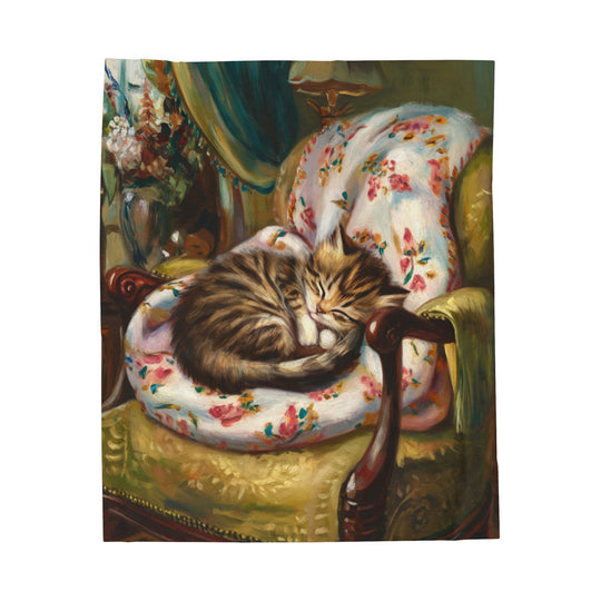 Plush Cat Nap Blanket - Cozy Vintage Style Sofa Throw