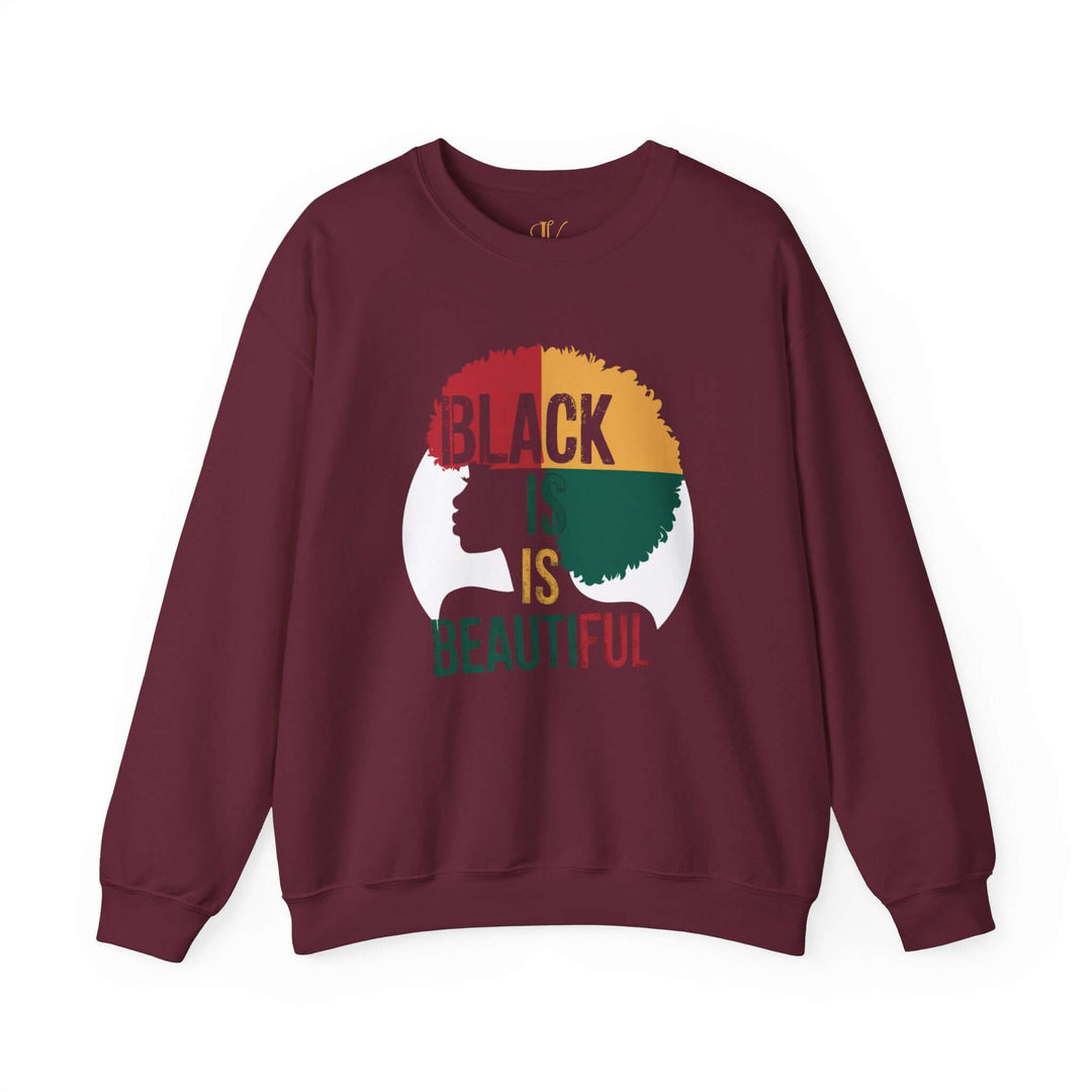 Afro Woman 'Black is Beautiful' Sweatshirt Sweatshirt Printify S Maroon