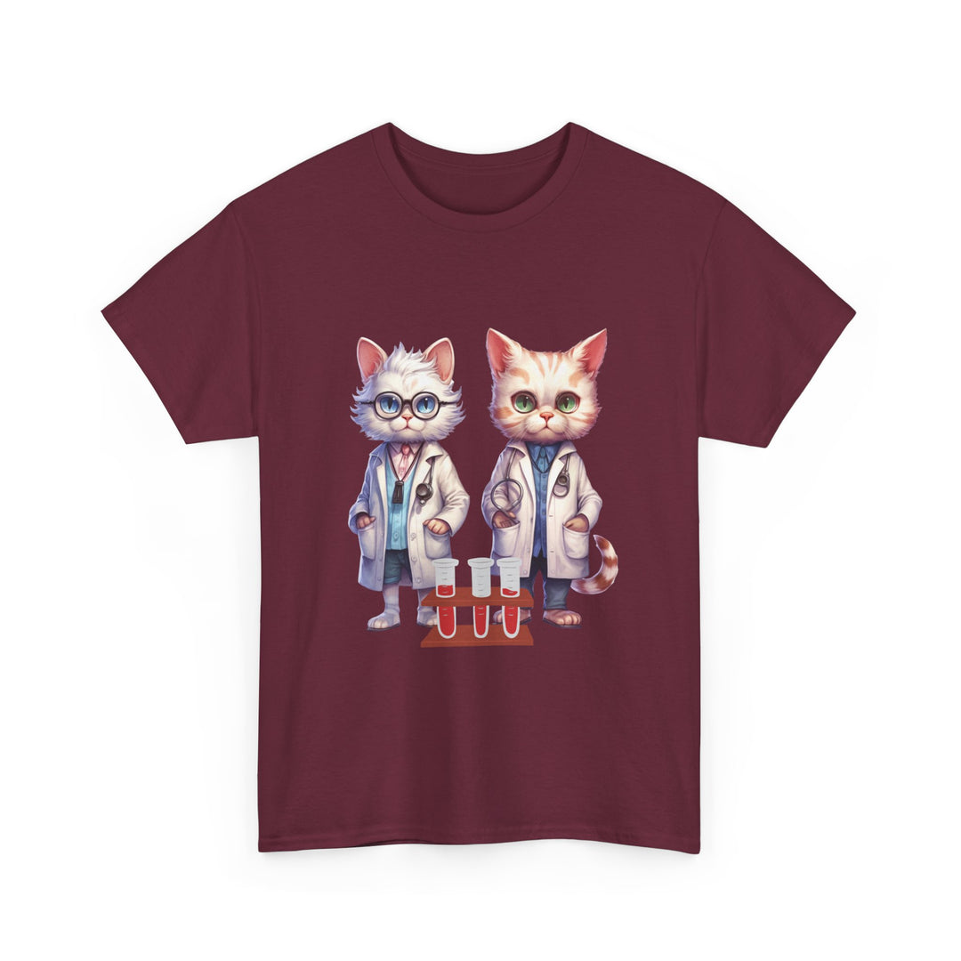 Cat Scientist Tee T-Shirt Printify Maroon S