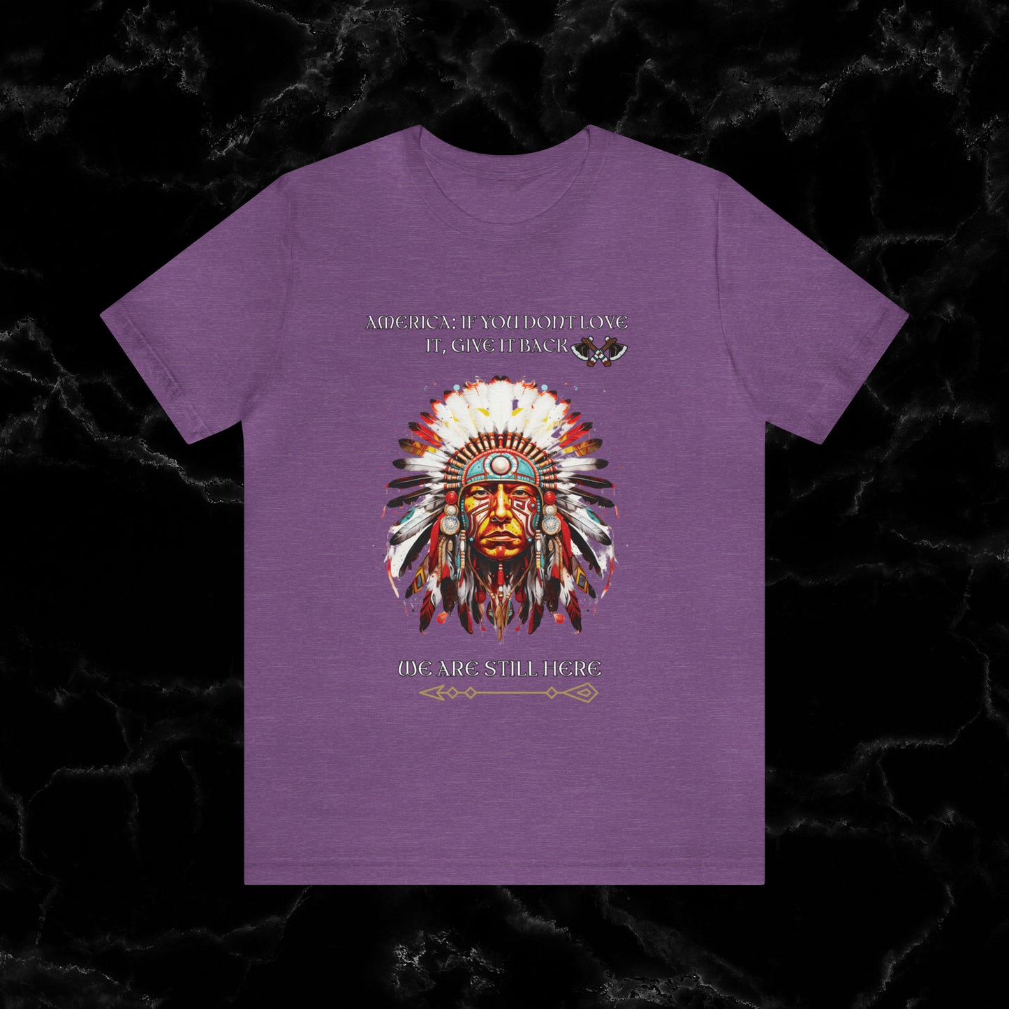 America Love it Or Give It Back Vintage T-Shirt - Indigenous Native Shirt T-Shirt Heather Team Purple S 