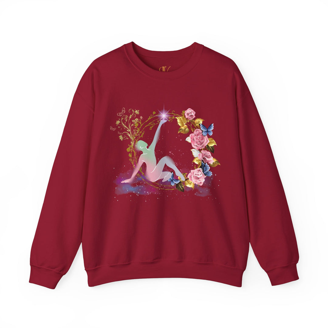 Cosmic Pastel Floral Sweatshirt Sweatshirt Printify S Cardinal Red