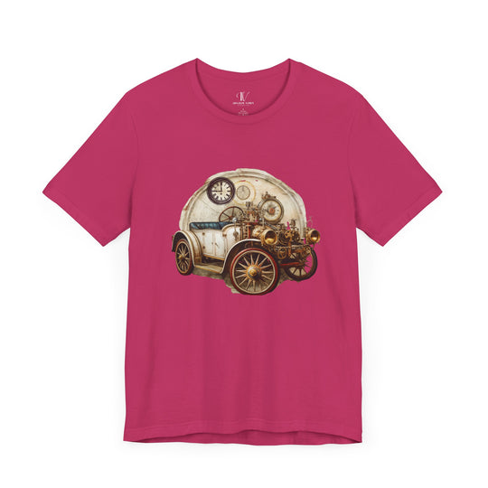 Steampunk Vintage Car T-Shirt T-Shirt Printify Berry S