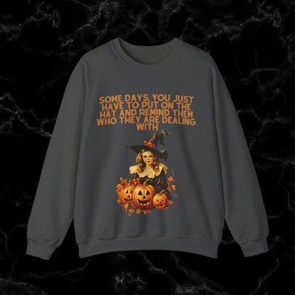 Witchy Vibes with Witch Quote Halloween Sweatshirt - Perfect for Her Sweatshirt S Dark Heather 