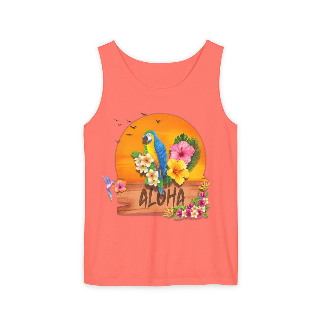 Tropical Parrot Aloha Tank Top Tank Top Printify Neon Red Orange XS