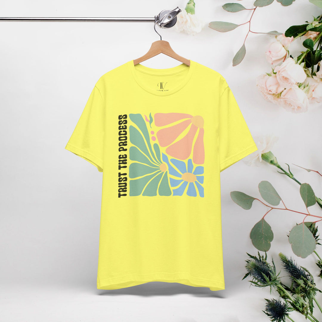 Trust the Process Floral Tee T-Shirt Printify Yellow XS