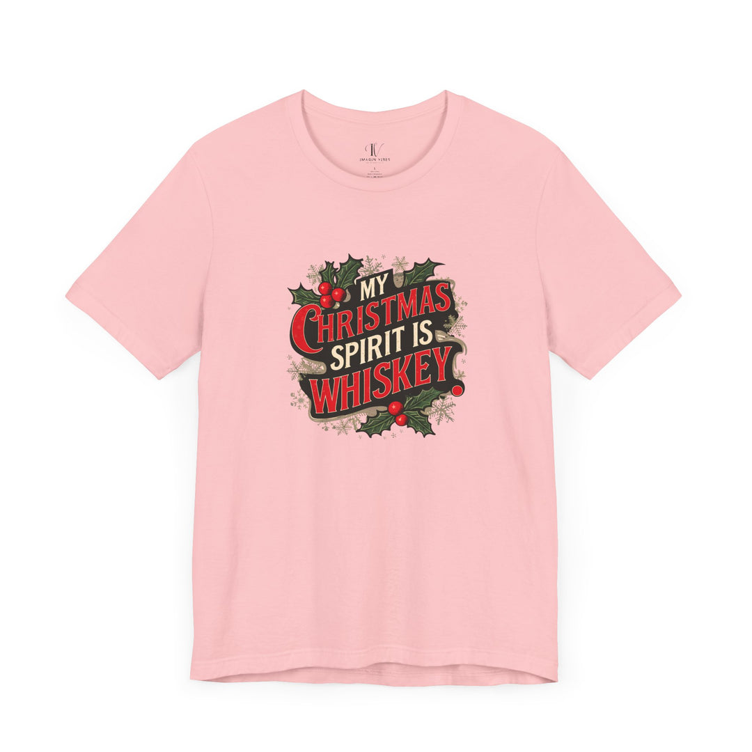 Christmas Spirit Whiskey Tee T-Shirt Printify Pink XS