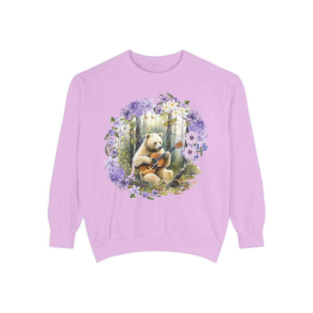 Bear Playing Violin Sweatshirt Sweatshirt Printify Orchid S