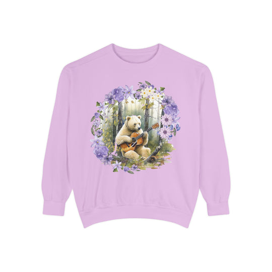 Bear Playing Violin Sweatshirt Sweatshirt Printify Orchid S