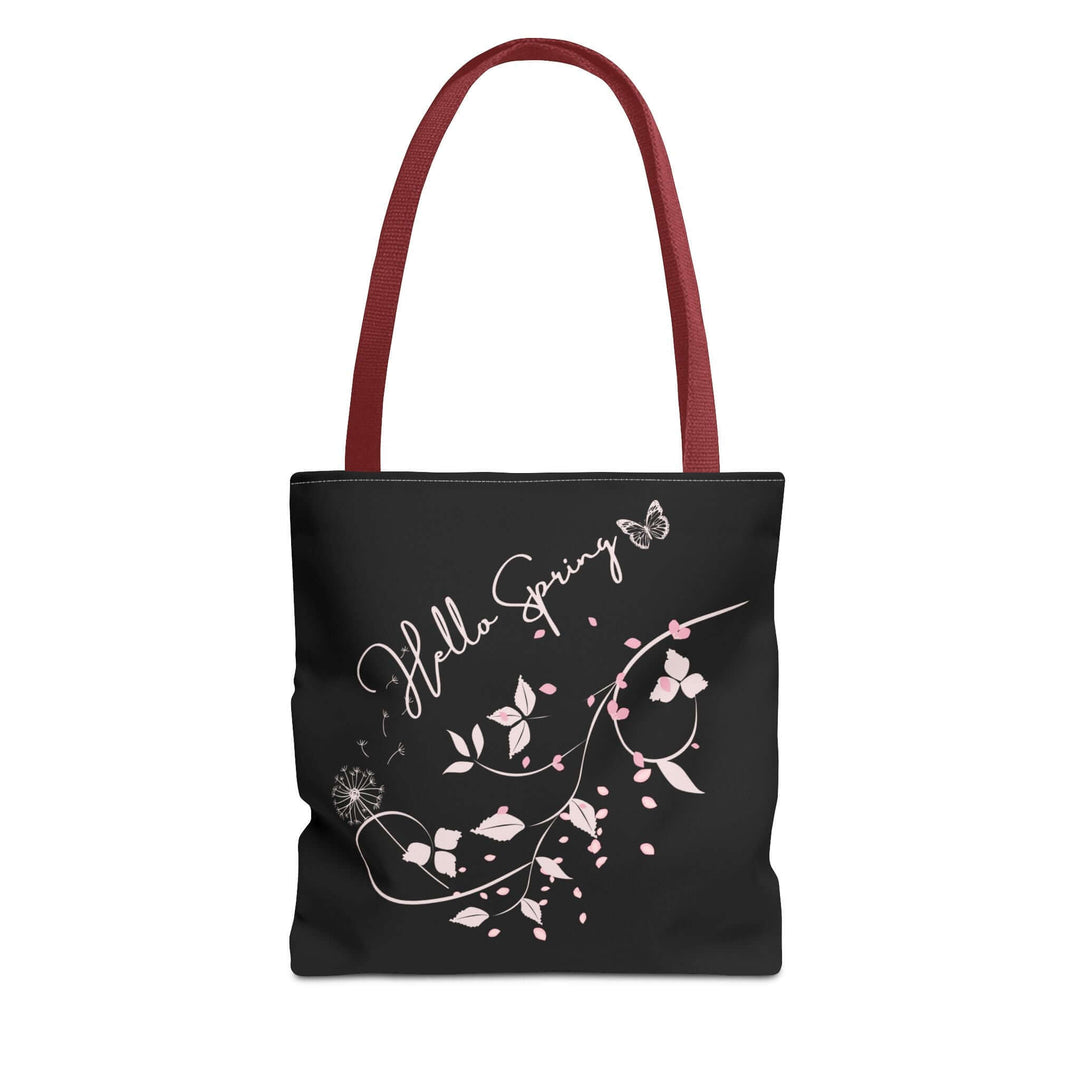 Spring Floral Tote Bag - Hello Spring Bags Printify 13" × 13'' Red