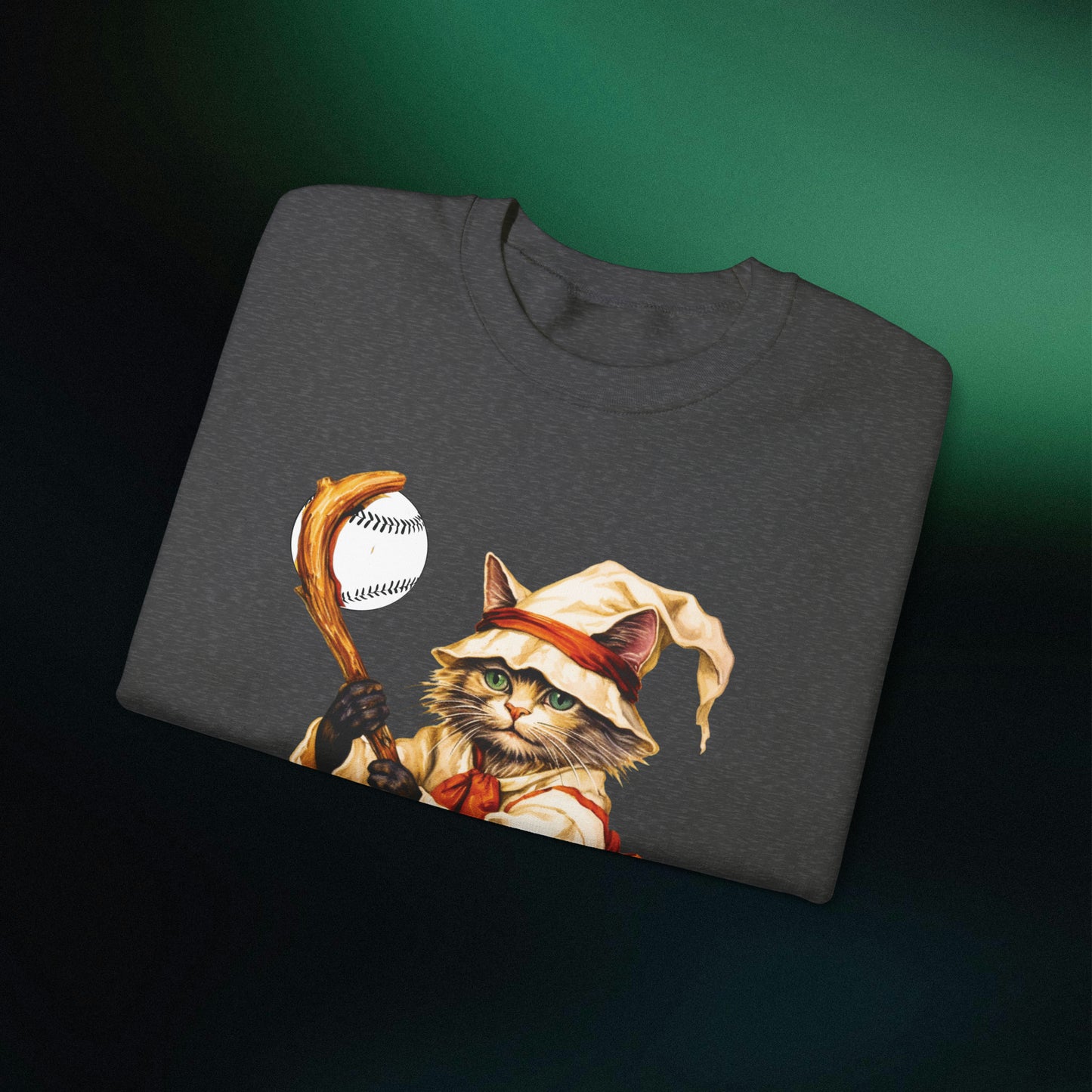 Halloween Cat Baseball Sweatshirt | Playful Feline and Pumpkins - Spooky Sports | Halloween Fun Sweatshirt Sweatshirt   