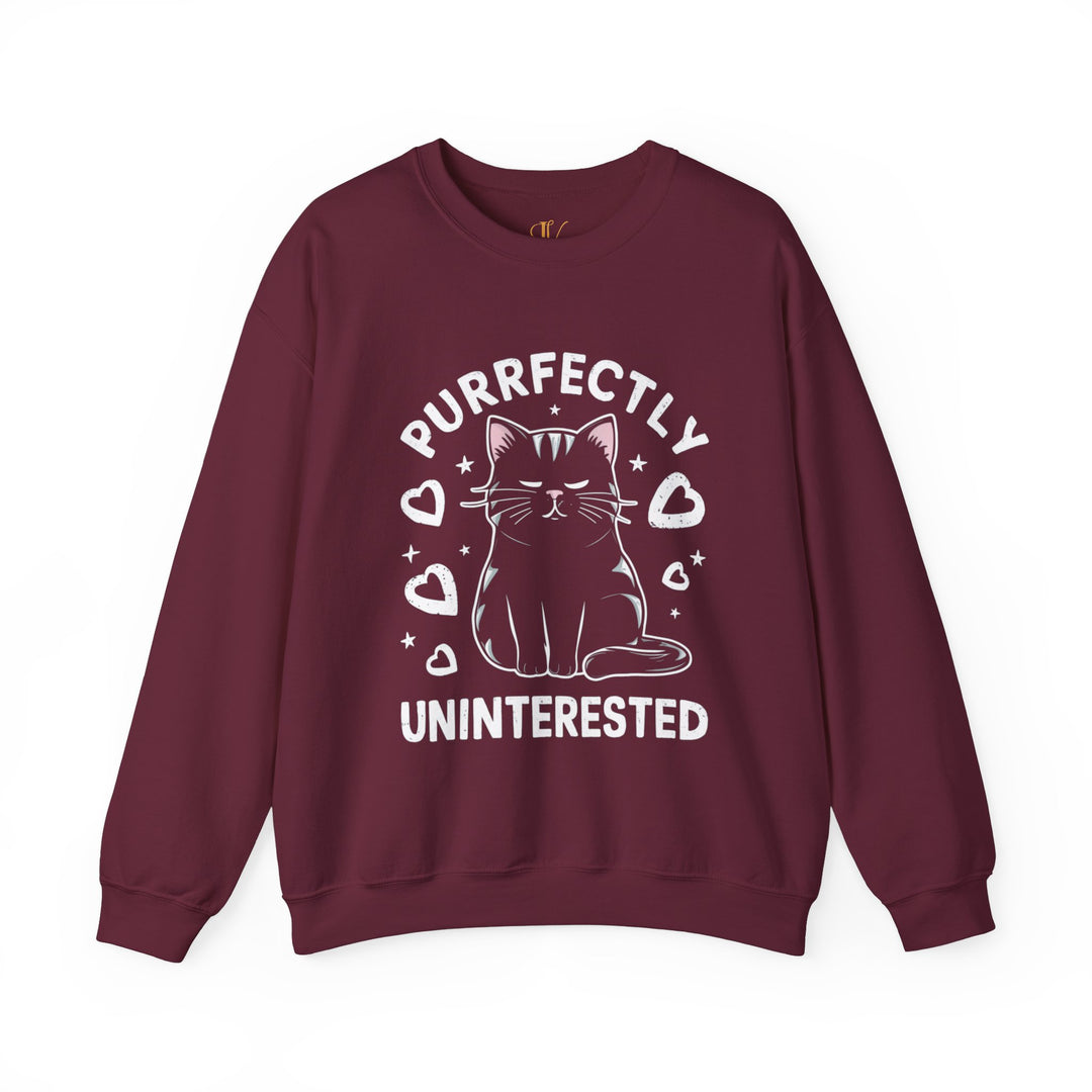 Cat Lover Sweatshirt | Purrfectly Uninterested Sweatshirt Printify S Maroon