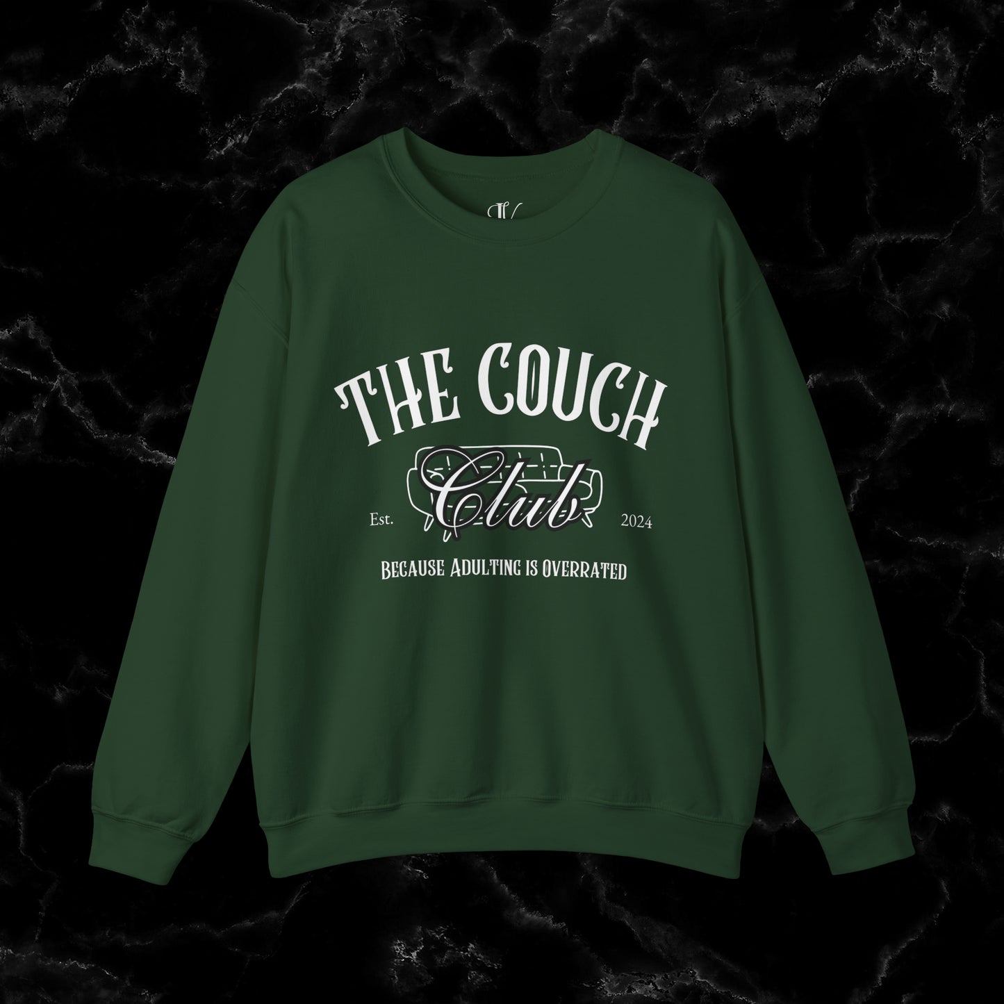 The Couch Club Crewneck Sweatshirt – Funny, Vintage, and Oversized: The Perfect Gift for Her and Your Best Friend Sweatshirt S Forest Green 