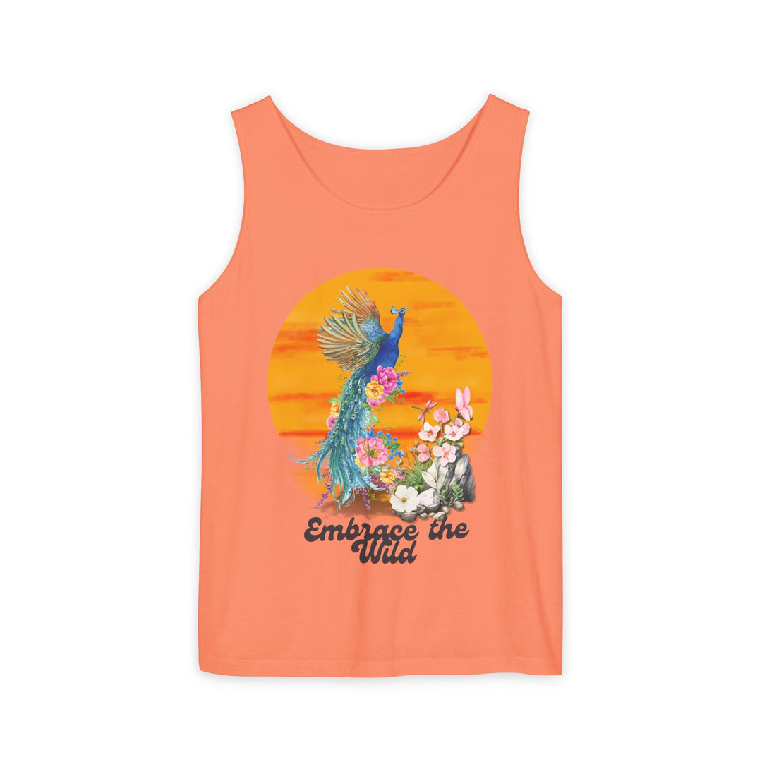 Boho-Chic Tank Top - Embrace the Wild, Peacock and Flower Tank Top Printify Melon S