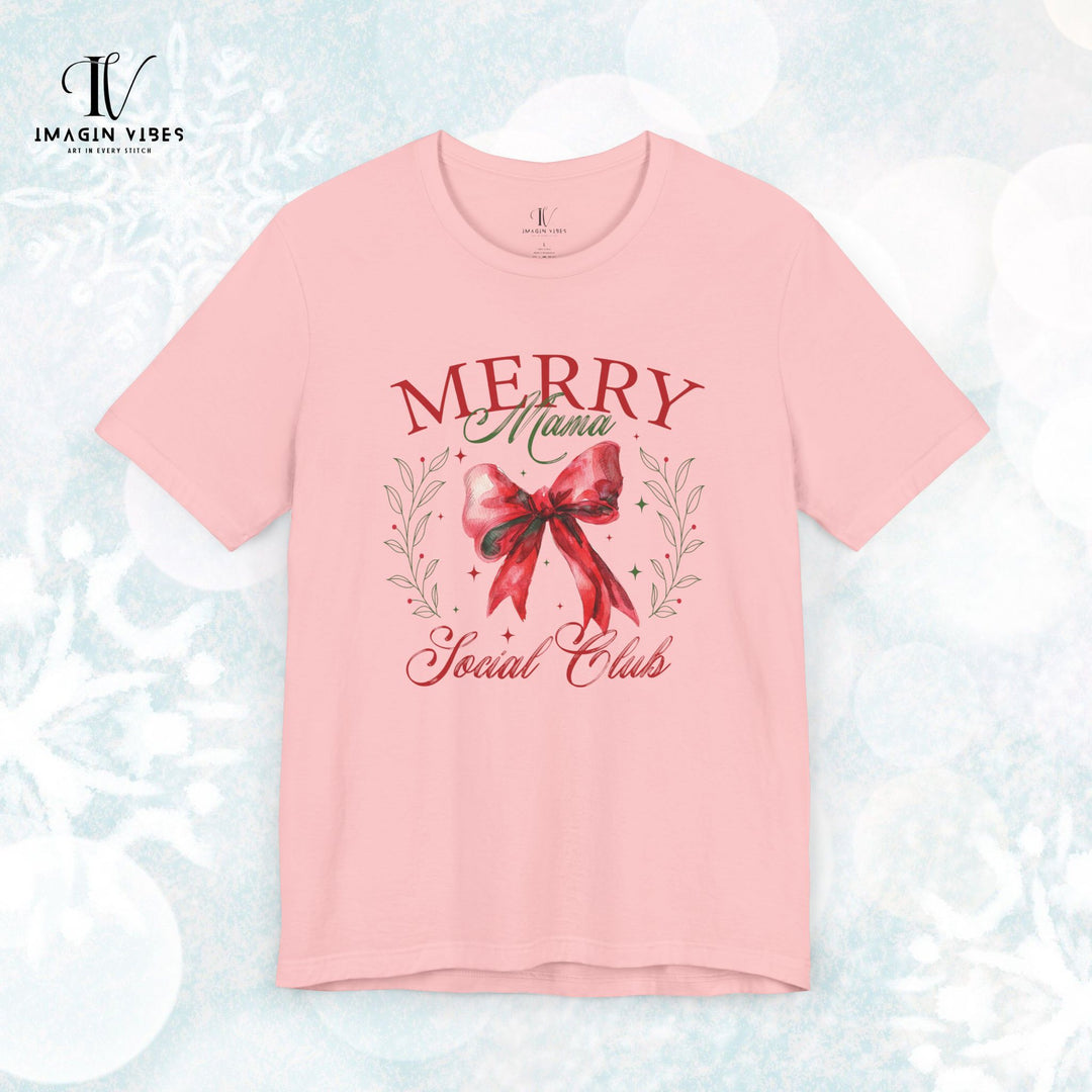 Merry Mama Social Club: Coquette Bow Christmas T-Shirt