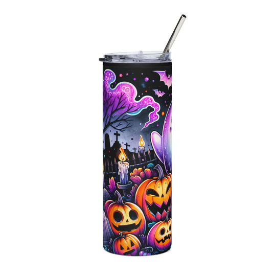 20oz Stainless Steel Tumbler — Halloween Ghosts, Jack‑o'Lanterns & Moon Glow Mug Printify