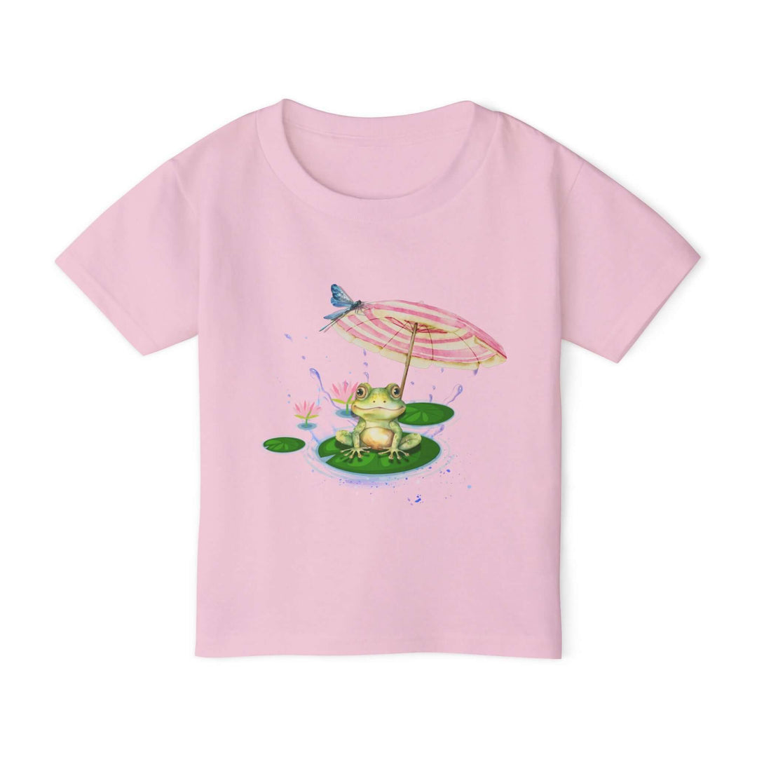 Toddler T-shirt with Cute Frog with Umbrella Kids clothes Printify Light Pink 2T