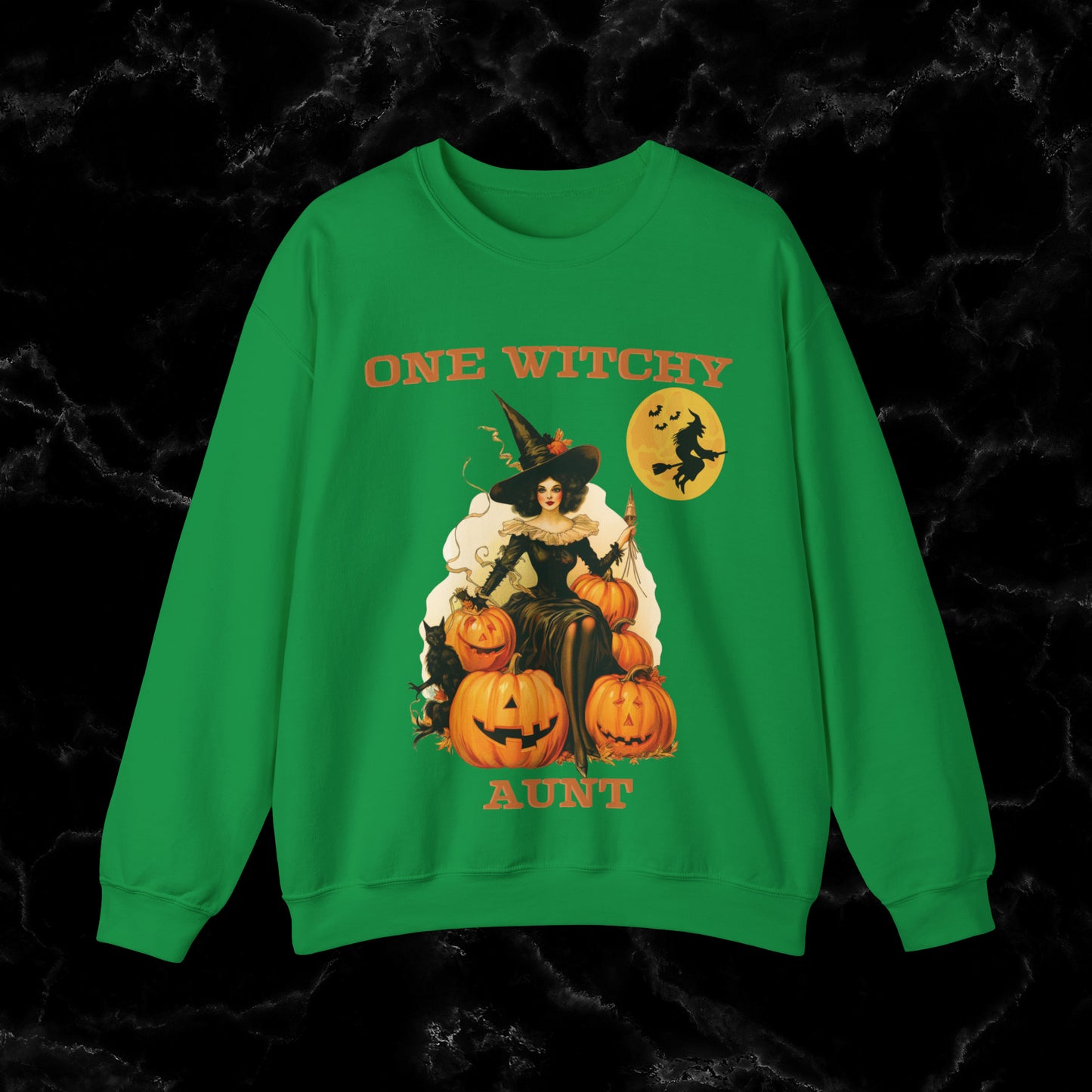One Witchy Aunt Halloween Sweatshirt - Cool Aunt Shirt, Feral Aunt Sweatshirt, Perfect Gifts for Aunts Sweatshirt S Irish Green 