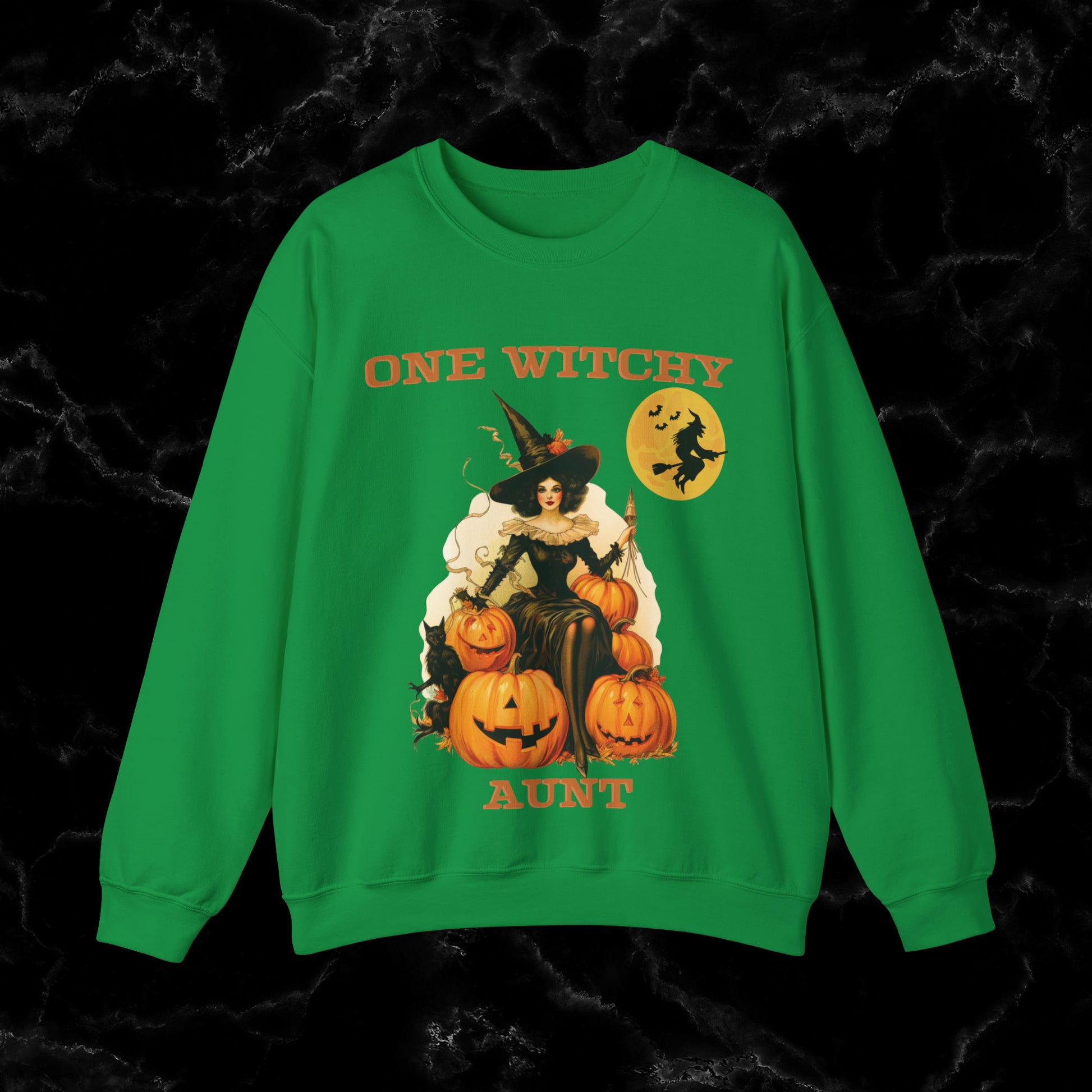 One Witchy Aunt Halloween Sweatshirt - Cool Aunt Shirt, Feral Aunt Sweatshirt, Perfect Gifts for Aunts Sweatshirt S Irish Green 